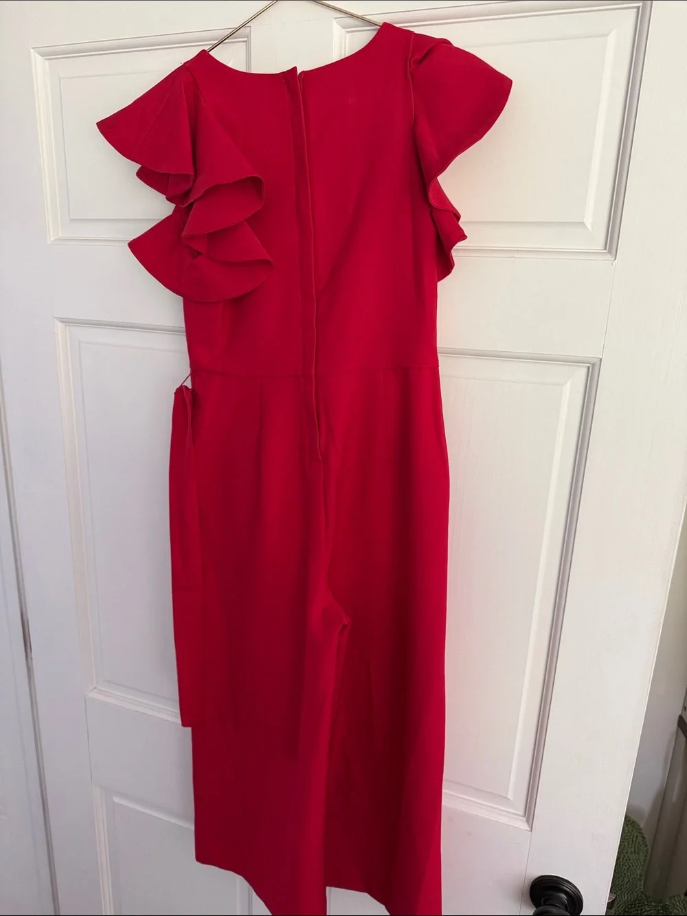 GB girls Bright Red Romper with Ruffle Sleeves